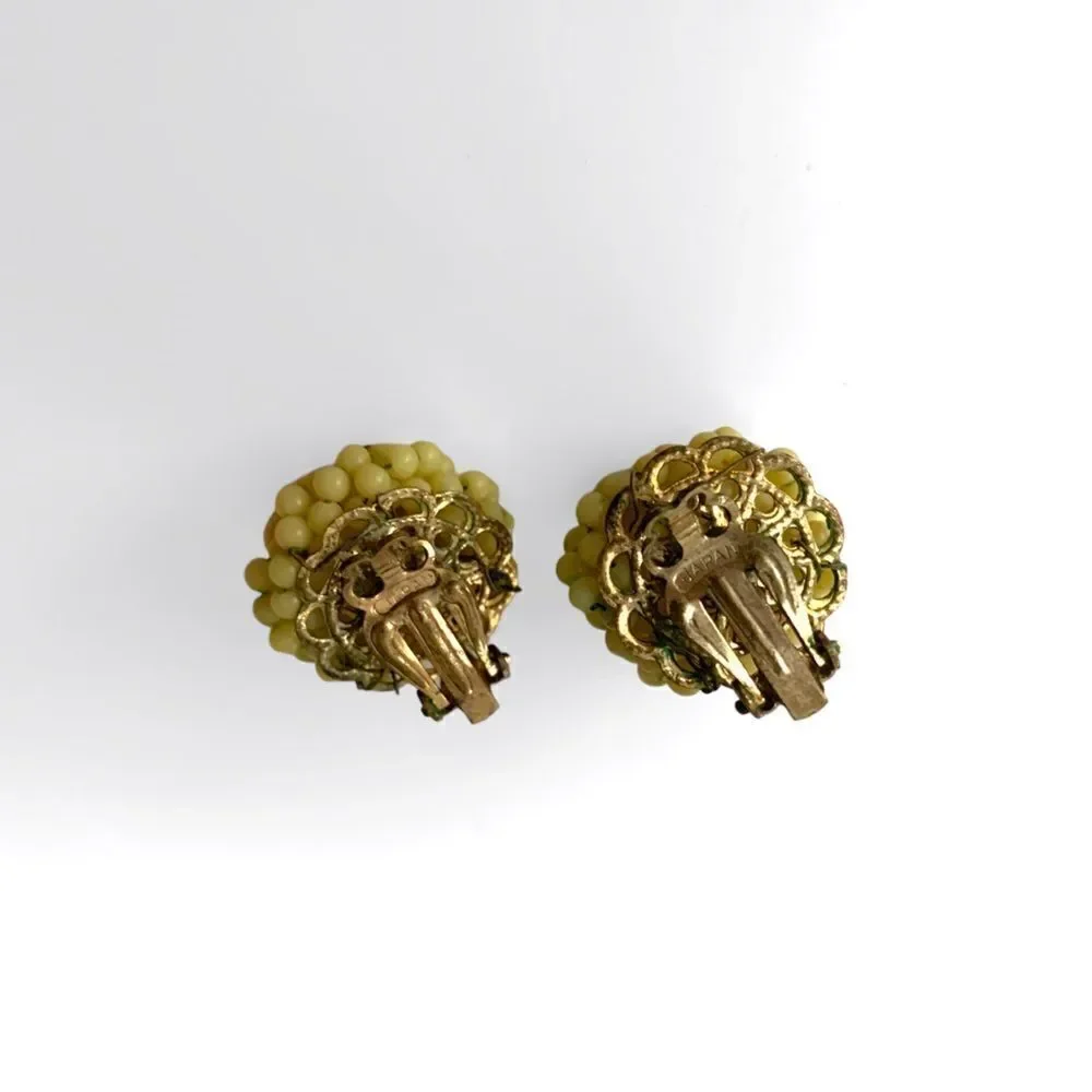 Vintage Cluster Bead Flower Earrings
